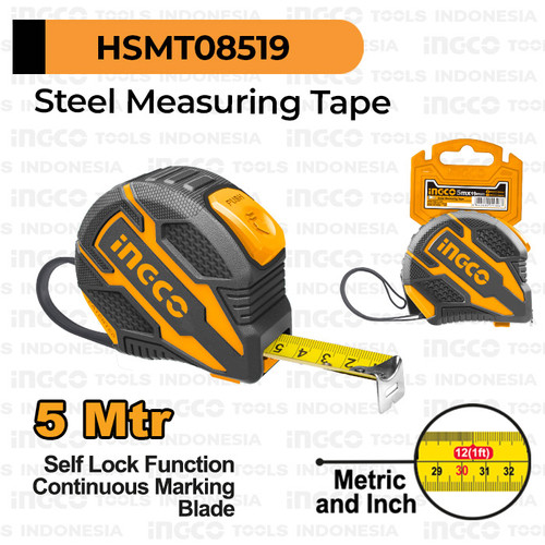 [EZM.8100588] Steel Measuring Tape (5 m) INGCO HSMT08519 Meteran Besi 5m Meter