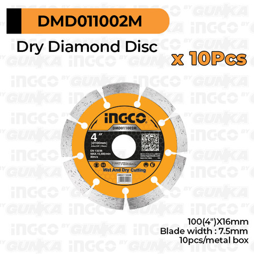 [EZM.8100626] 10-Pcs Diamond Wheel (Dry 4") INGCO - Mata Pisau Potong Marmer Keramik