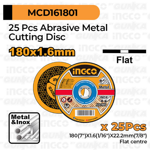 [EZM.8100791] 25Pcs Cutting Disc 7" INGCO MCD161801 Mata Batu Potong Gerinda Gurinda