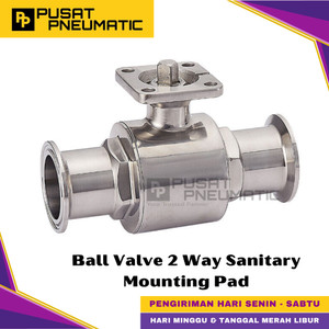 [EZM.9500971] 1" Stop Kran Ball Valve Sanitary Tri Clamp SS 316L Mounting Pad