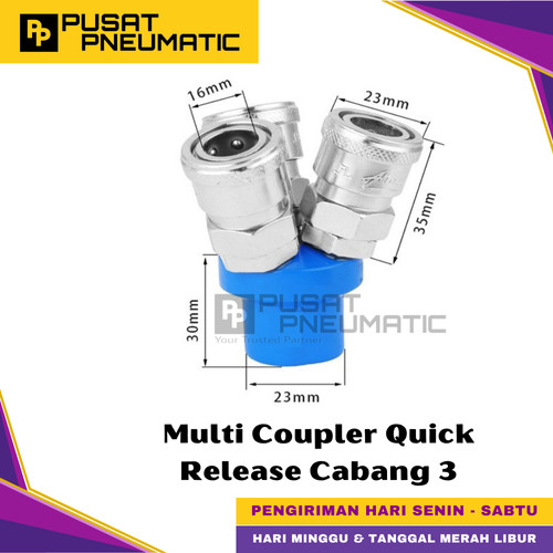 [EZM.9501044] Adaptor Selang Multi Coupler Quick Coupling Release Cabang 3 Way