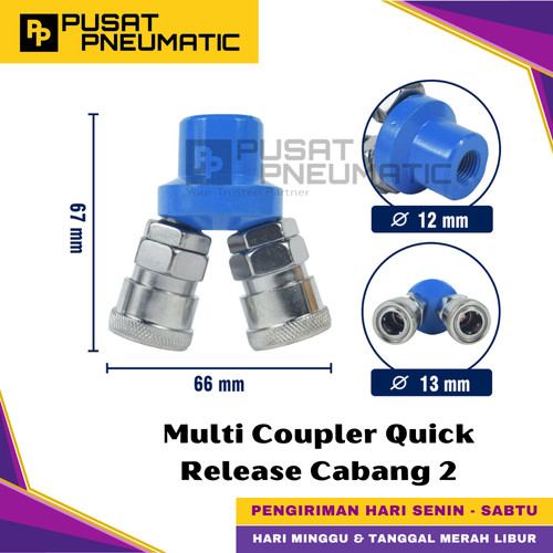 [EZM.9501045] Adaptor Selang Multi Coupler Quick Coupling Release Cabang 2 Way