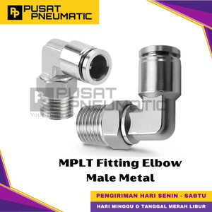 MPLT 04-01 Fitting Elbow Male Metal Slip Lock Selang 4mm Drat 1/8