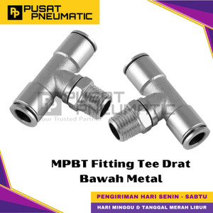 [EZM.9501241] MPBT 06-01 Fitting Tee Metal Drat Bawah Slip Lock Selang 6mm Drat 1/8