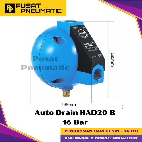 [EZM.9501378] HAD20B Auto Float Drain Filter Udara Kompressor Otomatis 1/2" HAD20 B