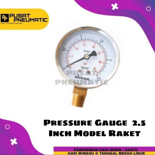 [EZM.9501403] Manometer Pressure Gauge Dry 2.5 Inch Bottom Black Steel 6 Bar