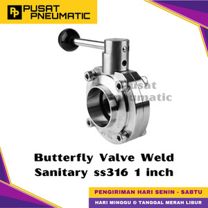 [EZM.9501488] 1" Butterfly Valve Sanitary Las Weld End Stainless 316 1 inch
