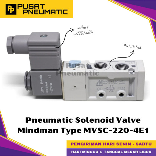[EZM.9501519] MVSC-220-4E1 Solenoid Valve Mindman Selenoid MVSC 220 4E1 Drat 1/4"