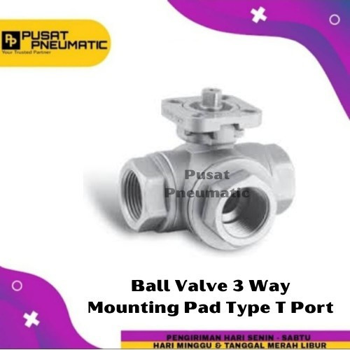 [EZM.9501719] 1 1/2" Stop Kran Ball Valve 3 Way Mounting Pad Actuator Type T Port