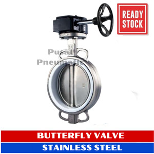 [EZM.9501725] 10" Butterfly Valve Stainless Seat PTFE Disc SS 304 Worm Gear 10 Inch