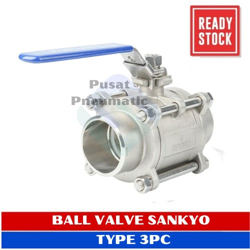 1" STOP KRAN BALL VALVE STAINLESS SANKYO 3PC BODY TYPE BUTT WELD