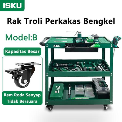 [EZM.5500169] ISKU troli bengkel rak 3susun besi trolly trolley rak kerja perkakas B
