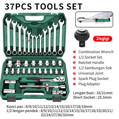[EZM.5500170] ISKU tool kit set 82pcs kunci shock set ring pas alat set 1/2 rachet