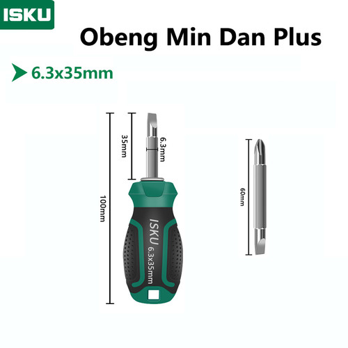 [EZM.5500274] ISKU obeng set 1pcs 6.3*35 mm plus minus screwdriver set tip magnetik