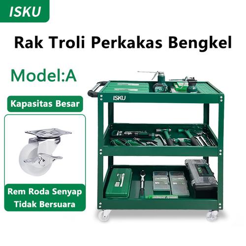 [EZM.5500185] ISKU troli bengkel rak 3 susun besi trolly trolley rak kerja perkakas