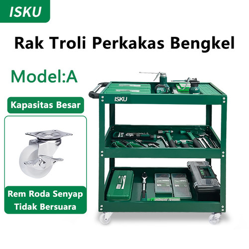 [EZM.5500185] ISKU troli bengkel rak 3 susun besi trolly trolley rak kerja perkakas