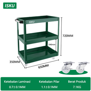 [EZM.5500198] ISKU Troli Bengkel Rak 3 Susun Trolly Trolley Besi rak kerja perkakas