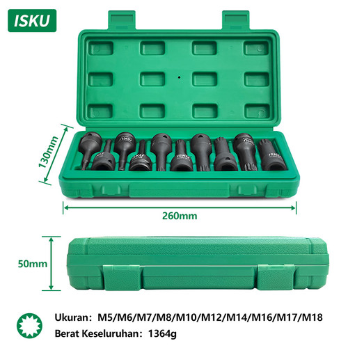 [EZM.5500202] ISKU Mata Socket Impact Bits Set 10pcs Bahan Cr-Mo 1/2 Inch Driver - M