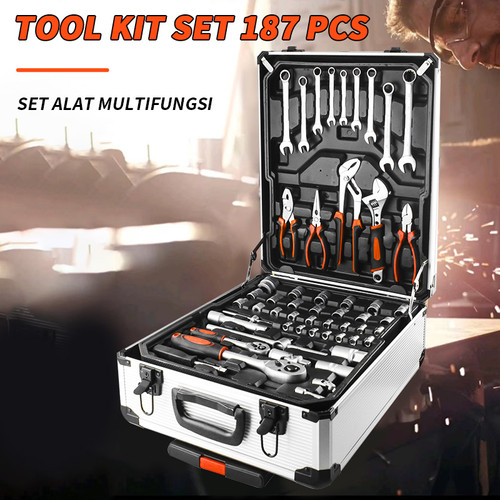 [EZM.5500258] ISKU kunci ring pas set 121 pcs kunci shock set lengkap kombinasi 1/2