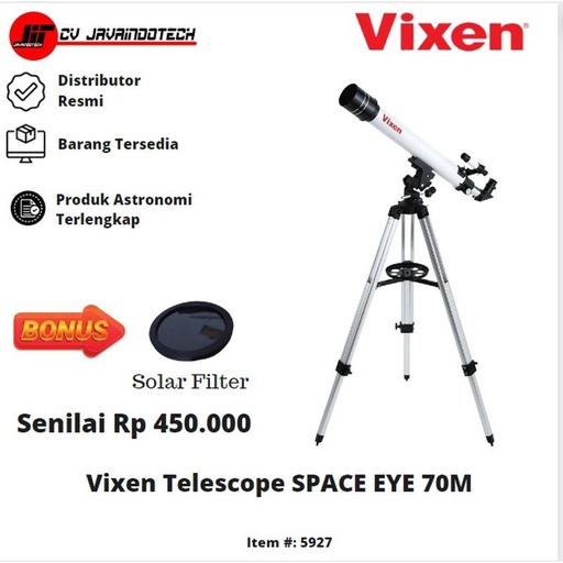 Teleskop Teropong Bintang Vixen Jepang Space Eye 70mm AltAZ Refraktor