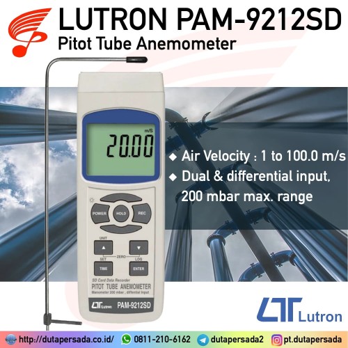 Lutron PAM-9212SD Pitot Tube Datalogger Anemometer - NON GARANSI