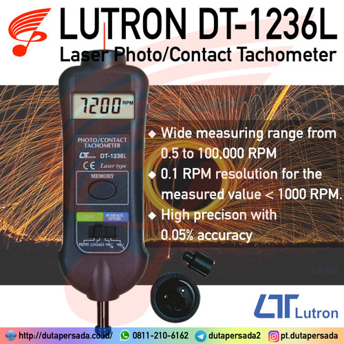 Lutron DT-1236L Laser Photo Contact Tachometer - NON GARANSI