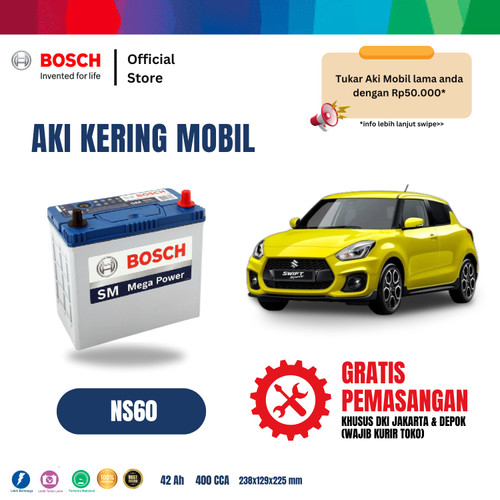 [EZR.2400108] Aki Mobil Suzuki Swift Bosch MF NS60