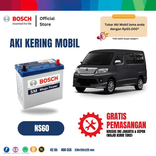 [EZR.2400110] Aki Mobil Daihatsu Luxio Bosch MF NS60
