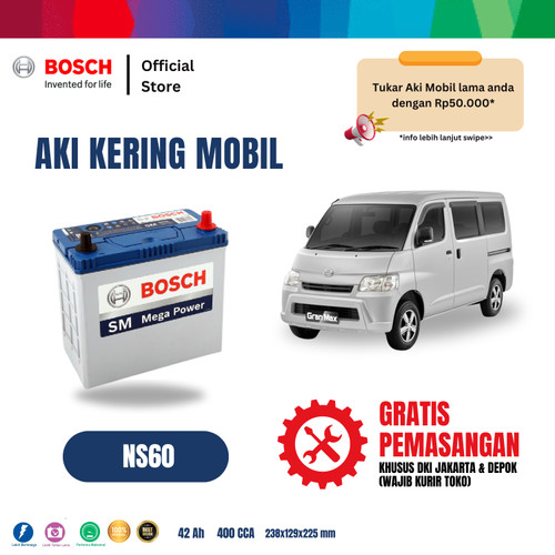 [EZR.2400111] Aki Mobil Daihatsu Gran Max Bosch MF NS60