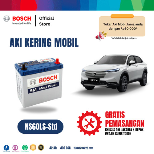 [EZR.2400118] Aki Mobil Honda HRV Bosch MF NS60LS-Std - 42AH