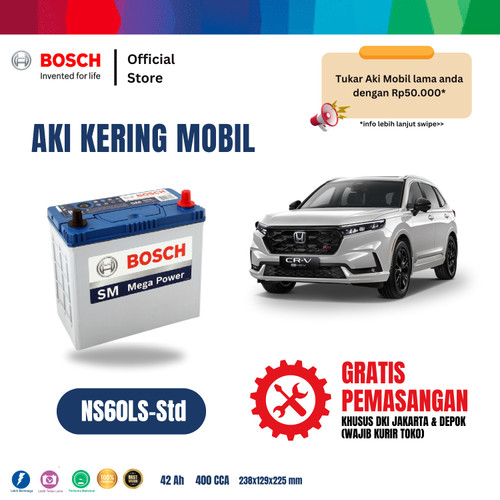 [EZR.2400119] Aki Mobil Honda New CRV Bosch MF NS60LS-Std - 42AH