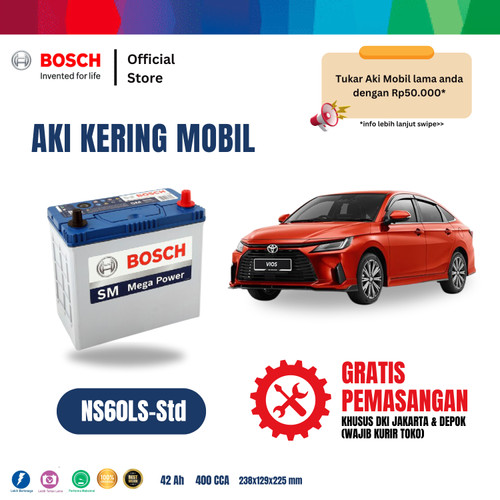 [EZR.2400120] Aki Mobil Toyota New Vios Bosch MF NS60LS-Std - 42AH