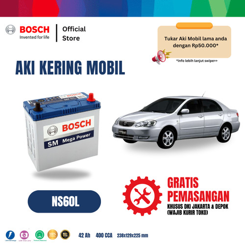 [EZR.2400122] Aki Mobil Toyota Corolla Bosch MF NS60L 42AH
