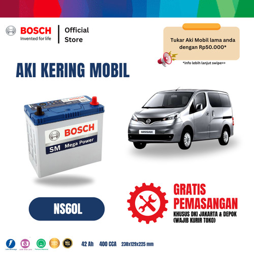 [EZR.2400124] Aki Mobil Nissan Evalia Bosch MF NS60L 42AH