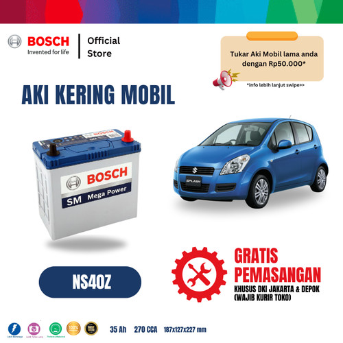 [EZR.2400128] Aki Mobil Suzuki Splash Bosch MF NS40Z - 40B19R