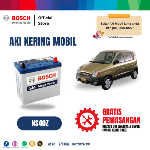 [EZR.2400131] Aki Mobil Hyundai Atoz Bosch MF NS40Z - 40B19R