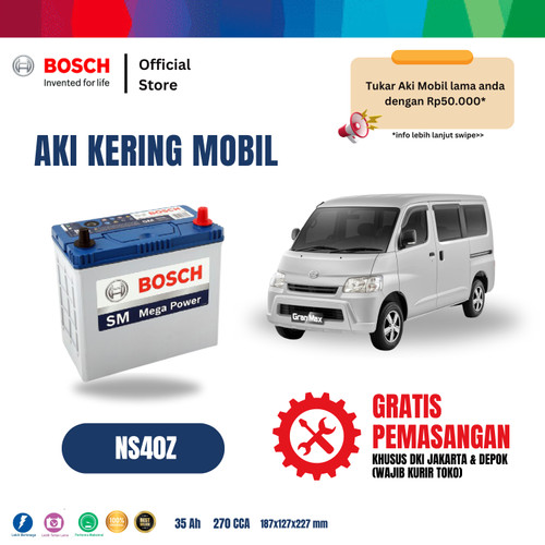 [EZR.2400134] Aki Mobil Daihatsu Gran Max Bosch MF NS40Z - 40B19R