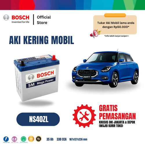 [EZR.2400139] Bosch Aki Mobil Suzuki New Swift MF Blue NS40ZL