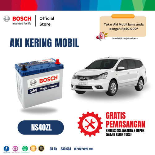 [EZR.2400142] Bosch Aki Mobil Nissan Grand Livina 1.5 dan 1.8 MF Blue NS40ZL