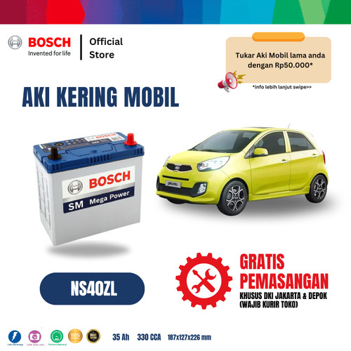 [EZR.2400144] Bosch Aki Mobil KIA All New Picanto MF Blue NS40ZL
