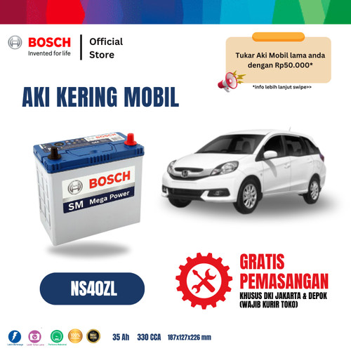 [EZR.2400146] Bosch Aki Mobil Honda Mobilio 2014 MF Blue NS40ZL