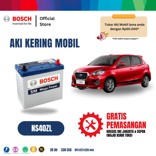 [EZR.2400149] Bosch Aki Mobil Datsun Go Panca 2015 MF Blue NS40ZL