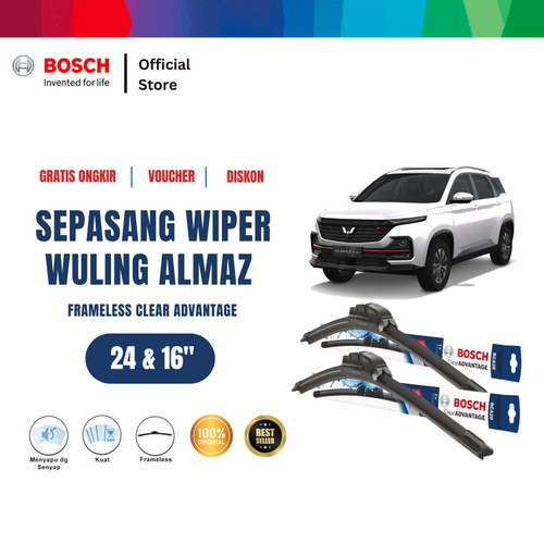 [EZR.2400153] Bosch Wiper Kaca Mobil Wuling Almaz Frameless Clear 24" & 16"
