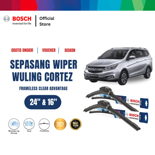 [EZR.2400155] Bosch Wiper Kaca Mobil Wuling Cortez Frameless Clear 24" & 16"