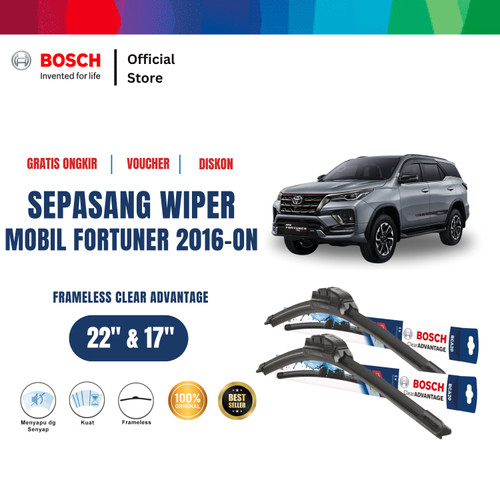[EZR.2400156] Bosch Wiper Kaca Mobil Fortuner 2016-On Frameless Clear 22" & 17"