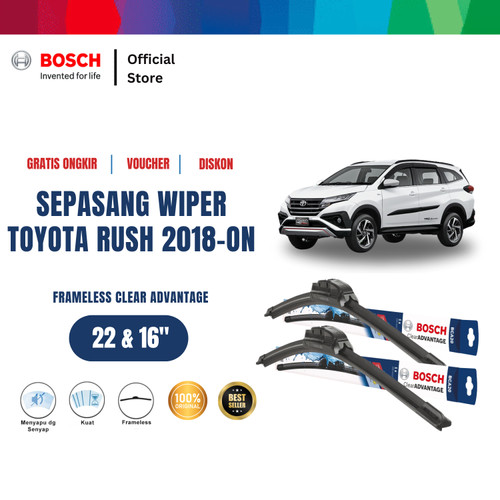 [EZR.2400158] Bosch Wiper Kaca Mobil Rush 2018-On Frameless Clear 22" & 16"