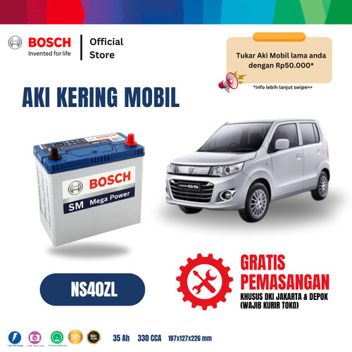 [EZR.2400162] Bosch Aki Mobil Suzuki Karimun Wagon MF Blue NS40ZL