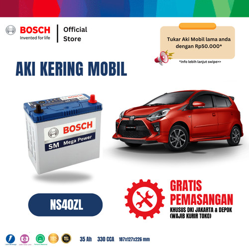 [EZR.2400163] Bosch Aki Mobil Toyota Agya MF Blue NS40ZL