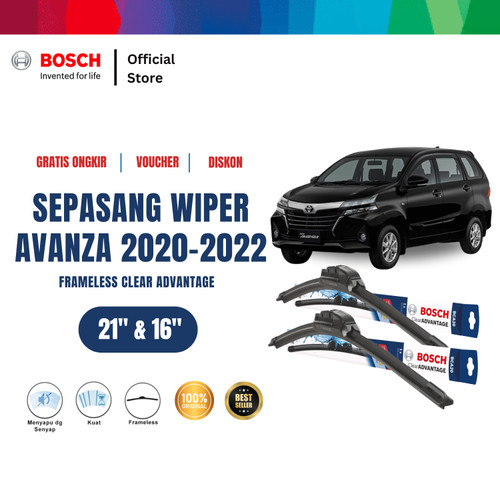 [EZR.2400187] Bosch Sepasang Wiper Frameless New Clear Avanza 2020-2022 Size 21 dan 16 Inci