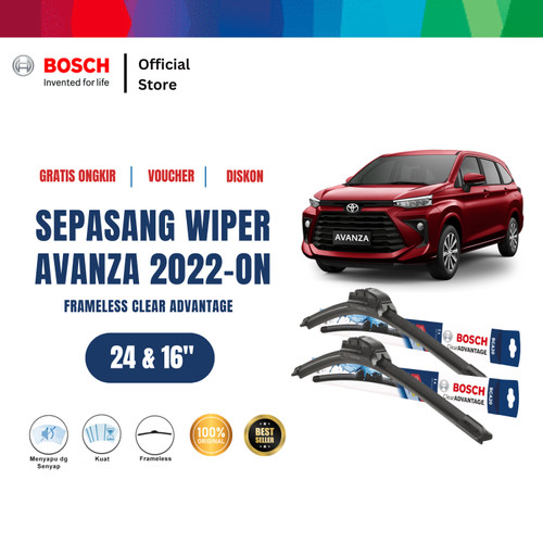 [EZR.2400188] Bosch Sepasang Wiper Frameless New Clear New Avanza 2022-On Size 24 dan 16 Inci